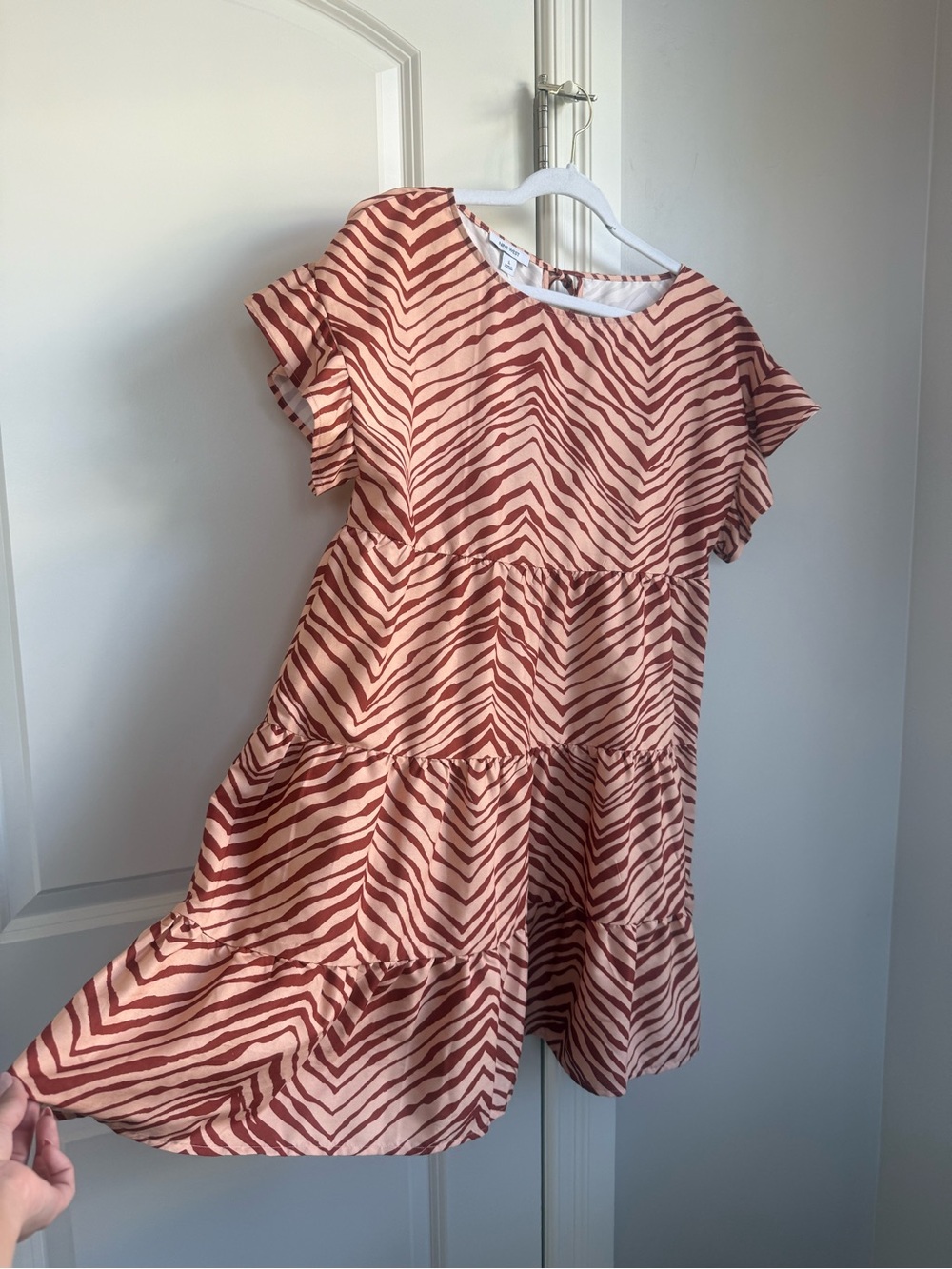 Nine West Girls' Tiered Zebra Dress - Rust and Cream